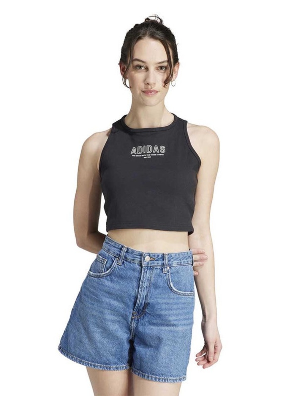 adidas Black Cropped High-Neck Tank